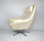 Vintage Cream Swivel Lounge Chair Vinyl 1960s Sweden