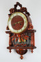 Junghans Vintage Wall Clock with Chime, Wood, Carved Flowers, 1960s, Retro style