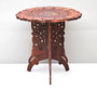 Original Vintage Anglo Indian Leaf Carved Encrusted Foldable Side Table Mahogany