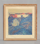 Lithography On Paper Coastline House Scenery Signed By Artist In 1970s