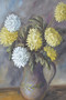 Danish Vintage Oil On Canvas Flower In Vase Still Life Painting By André 1950s