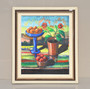 Vintage Oil On Canvas Cubism Still Life Flowers Painting, By B.G, Circa 1960s