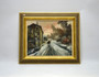 Vintage Oil On Canvas Winter City Street Painting, Signed By G., Circa 1960's