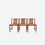 Vintage Teak Dining Brown Leather Chairs set of 4 by Bodafors, Sweden 1960s