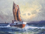 Vintage Oil On Canvas Sail Boat Seascape Painting, Signed By Artist In 1960's