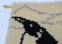 Vintage Woven White Penguin Swedish Wool Rya Rug Wall Decor Circa 1960s