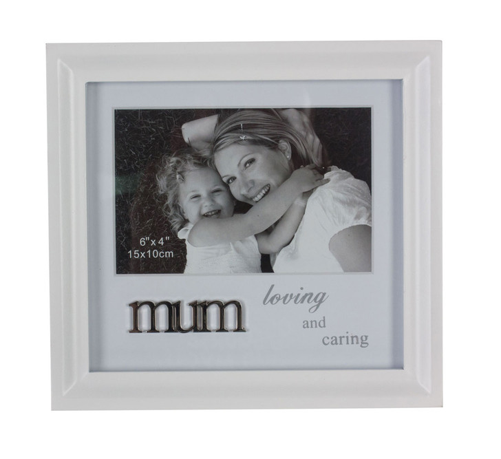 Mum Loving & Caring Boxed White Photo Frame