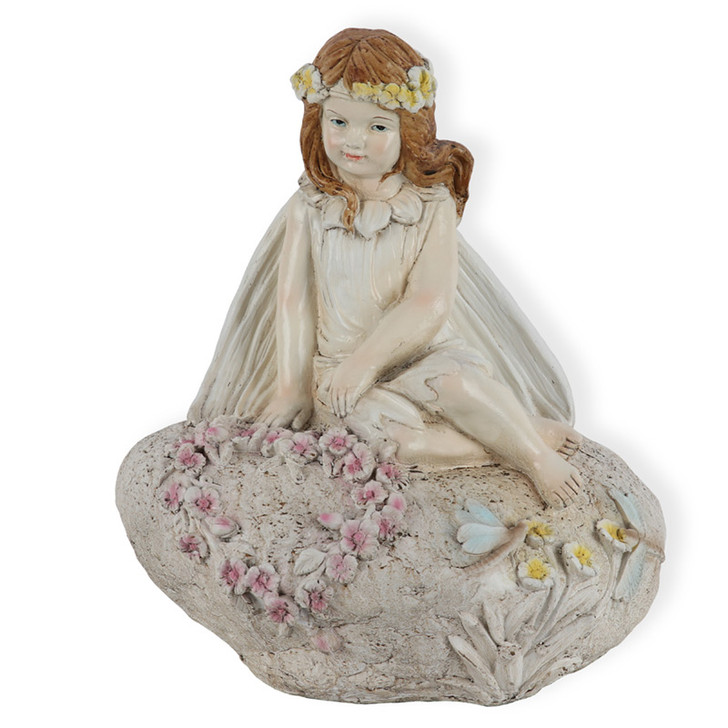 Fairy Sitting On A Rock Statue 53cm