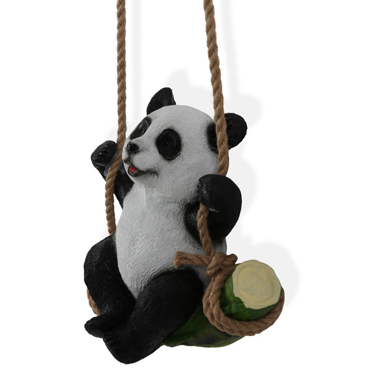 Panda Swinging On A Rope Statue 25cm