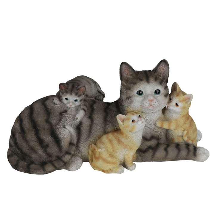 Gorgeous Mother Cat with her Kittens Statue 47cm 