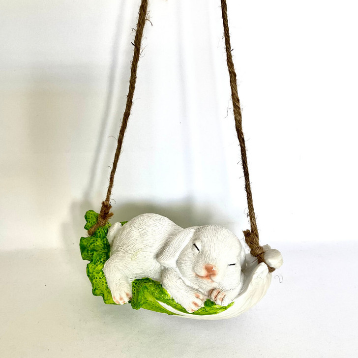 Bunny Sleeping Swing 38cm Garden Statue