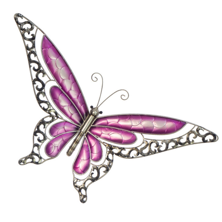 Purple Butterfly 47cm Metal Wall Art