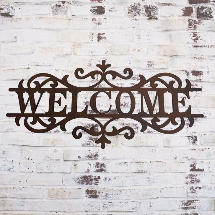 Welcome Sign Metal Wall Art 63cm