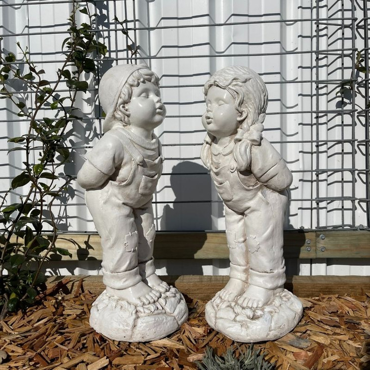 Girl And Boy Kissing Statues Set Of 2