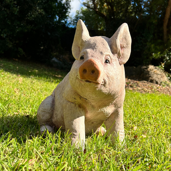 Pig Sitting Life Like 40cm Garden Statue