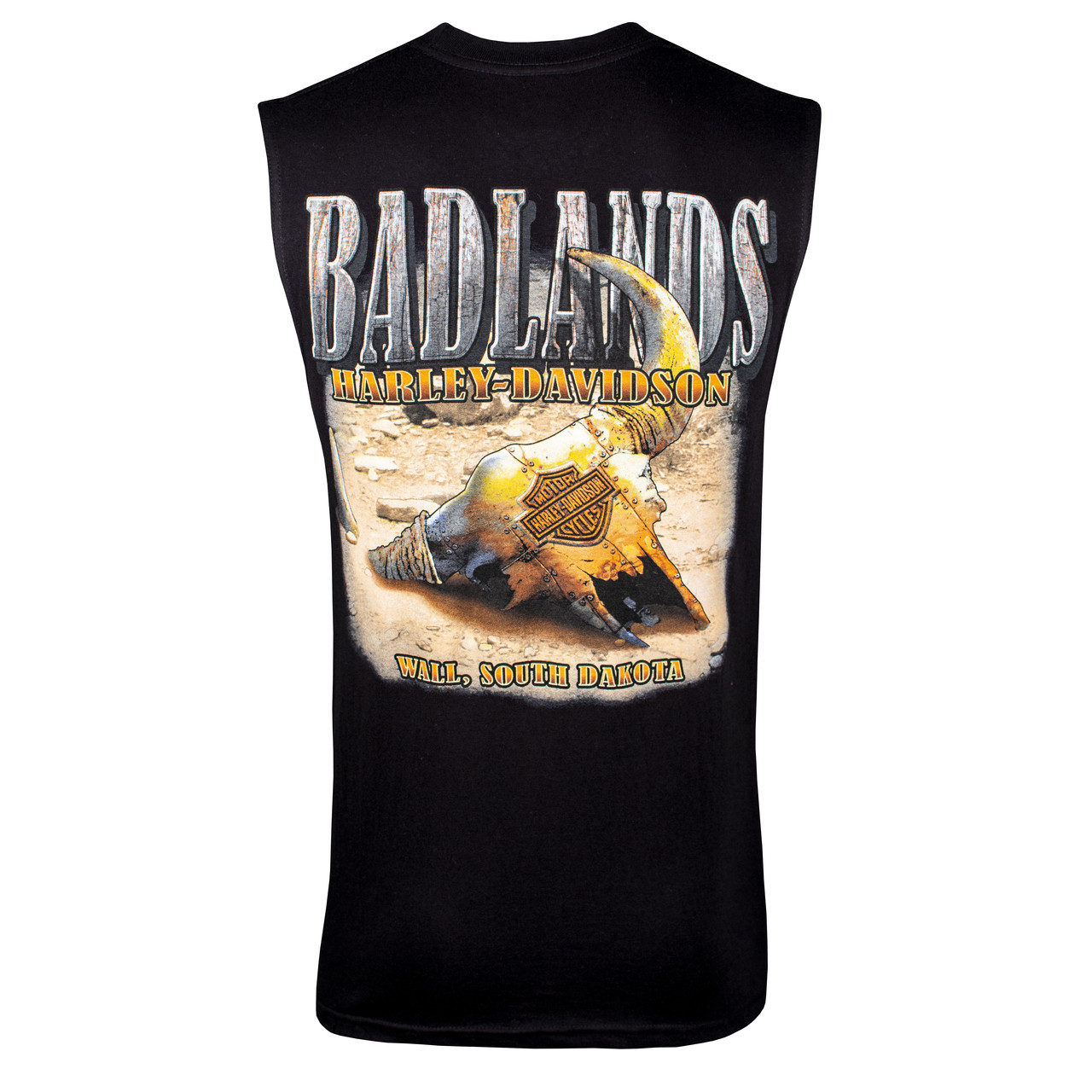 Badlands Harley-Davidson® Men's Metal Buffalo Black Sleeveless T