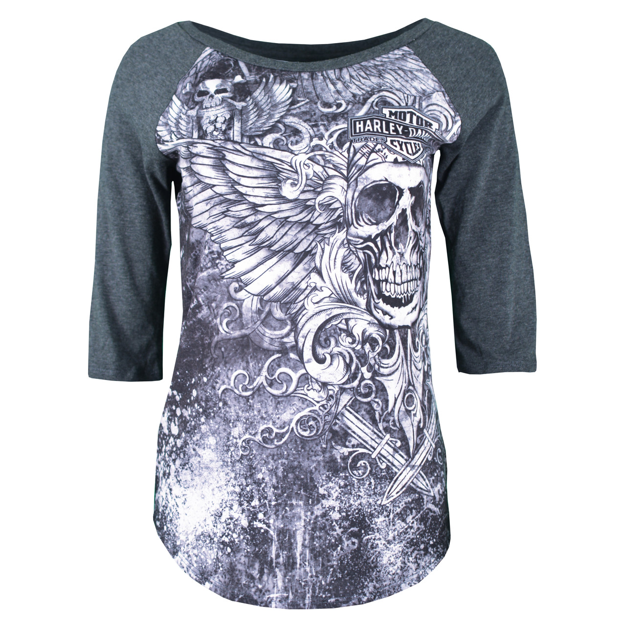 Sturgis Harley-Davidson® Women's Harley Warrior Grey 3/4 Sleeve T