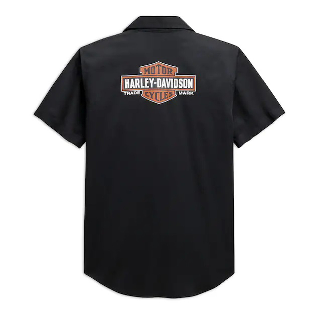 Harley-Davidson® Men's Logo Black Woven Button-Up Short Sleeve 