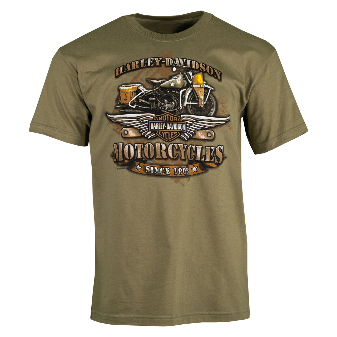 Sturgis Harley-Davidson® Men's Military Motorcycle Fatigue Green T-Shirt