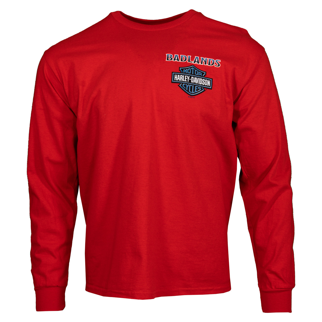 Badlands Harley-Davidson® Men's Patriotic Sky Red Long Sleeve T-Shirt ...