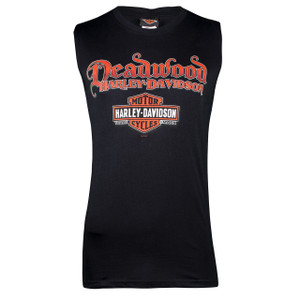 Deadwood Harley-Davidson® Men's Skull Rider Black Sleeveless T-Shirt Deadwood Harley-Davidson® Men's Skull Rider Black Sleeveless T-Shirt