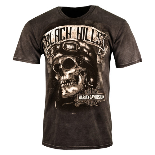 Black Hills Harley-Davidson® Men's Skull Cap Black Mineral Wash T-Shirt