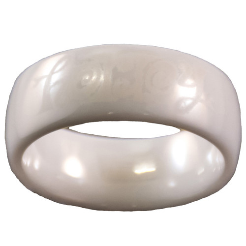 Harley-Davidson® Women's White Script Ceramic Ring