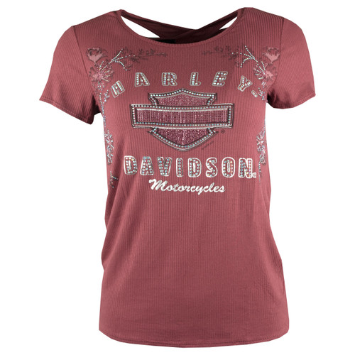 Harley-Davidson® Women's Tinted Flora Marsala Short Sleeve T-Shirt