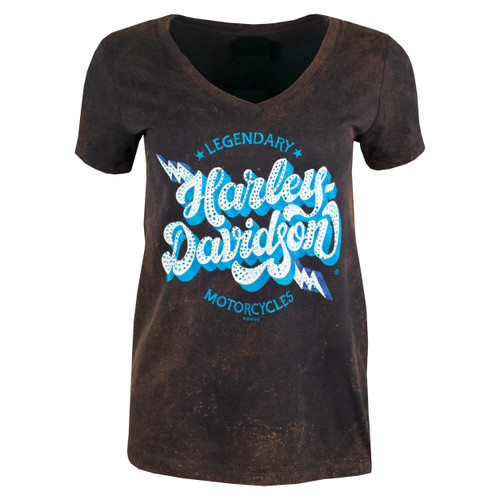 Sturgis Harley-Davidson® Women's Retro Bolt Black Mineral Wash T-Shirt