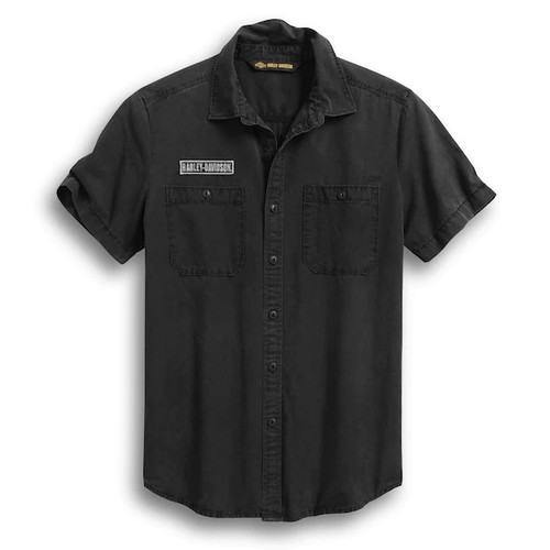 Harley-Davidson® Men's V-Twin Brown Button-Up Slim Fit Shirt 99009-20VM