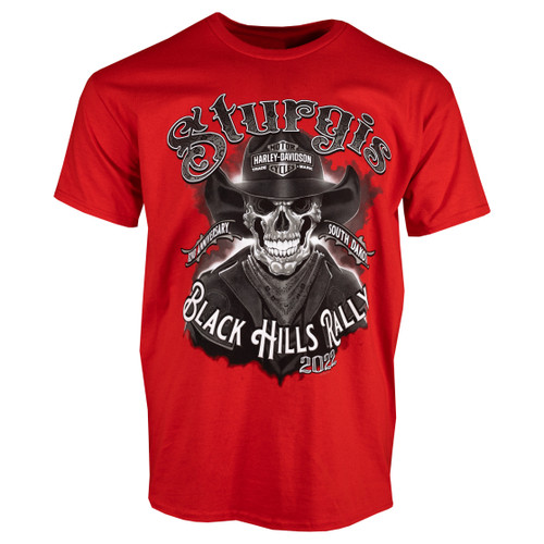 2022 Sturgis Harley-Davidson® Men's 82nd Rally Cowboy Skull Red Short Sleeve T-Shirt