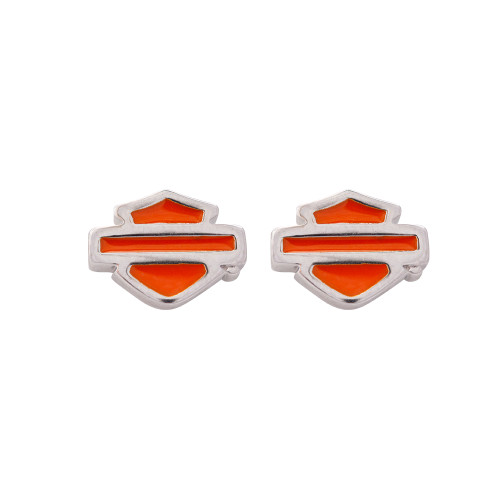 Harley-Davidson® Women's Orange Enamel B&S Post Earrings HDE0498