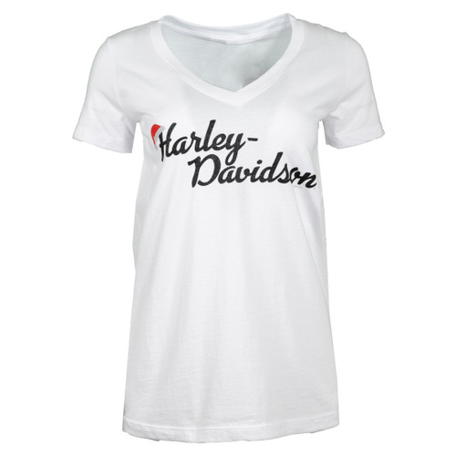 Sturgis Harley-Davidson® Women's Santa Hat White Short Sleeve T-Shirt