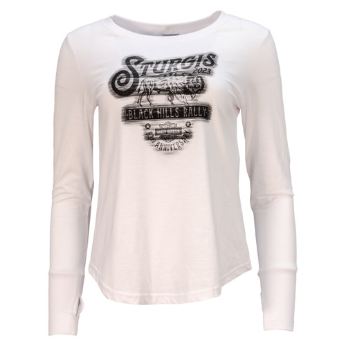 2023 Sturgis Harley-Davidson® Women's 83rd Rally Tribal Buffalo White Long Sleeve T-Shirt