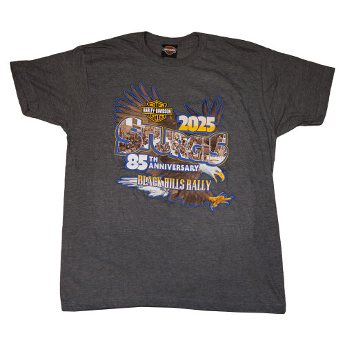 2025 Sturgis Harley-Davidson® Men's 85th Rally Greetings Charcoal Short Sleeve T-Shirt