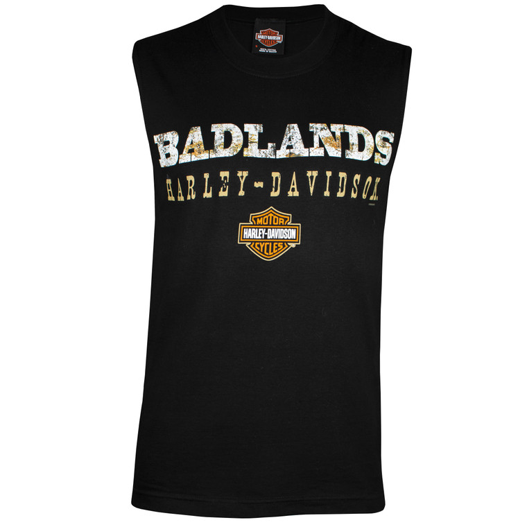 Badlands Harley-Davidson® Men's Badlands Road Black Sleeveless T-Shirt