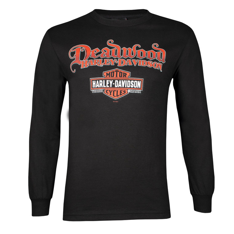 Deadwood Harley-Davidson® Men's Skull Rider Black Long Sleeve T-Shirt