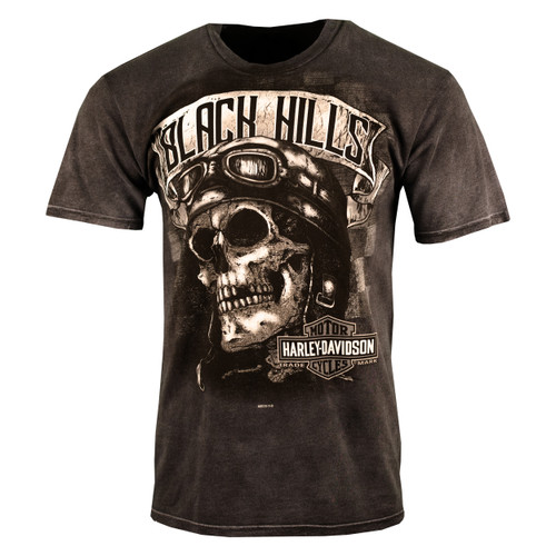 Black Hills Harley-Davidson® Men's Skull Cap Black Mineral Wash T-Shirt ...