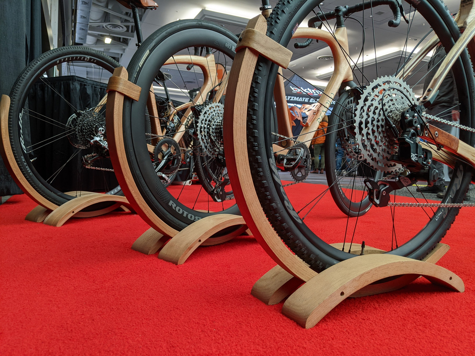 You might also like these bent wood bicycle stands.