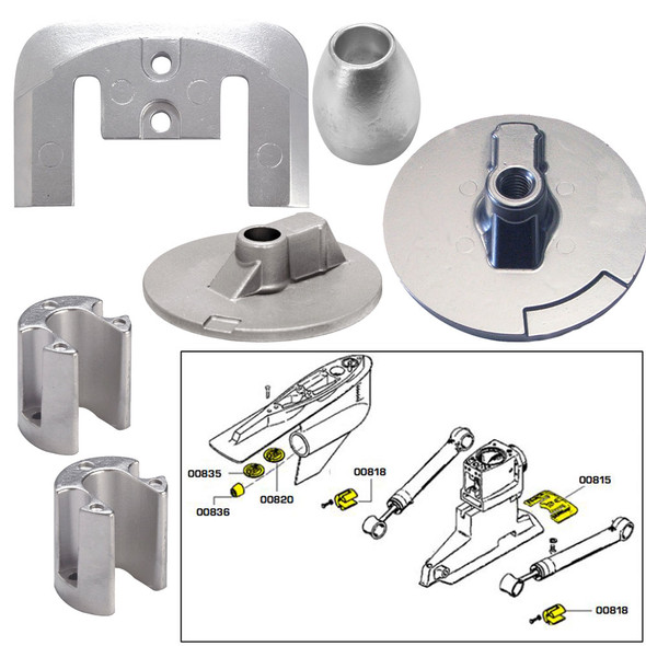 Tecnoseal Anode Kit w\/Hardware - Mercury Bravo 3 2004 - Zinc [20805]