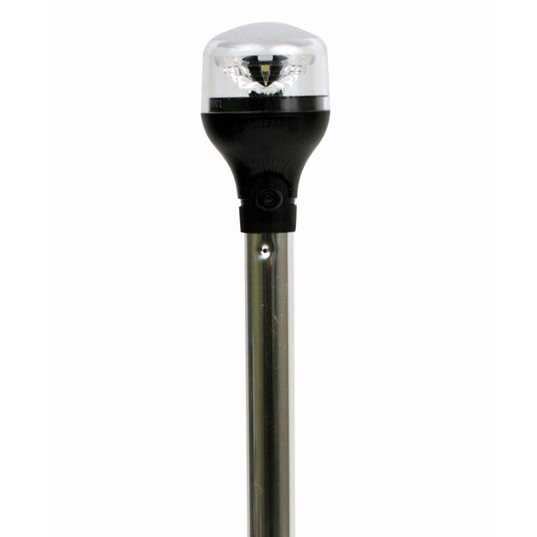 Attwood LightArmor Plug-In All-Around Light - 20" Aluminum Pole - Black Vertical Composite Base w/Adapter [5551-PA20-7]