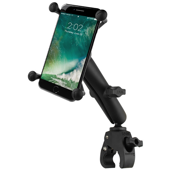 RAM Mount Tough-Claw Base w\/Long Double Socket Arm & Universal X-Grip IV f\/Large Phone\/Phablet Cradle [RAM-B-400-C-UN10U]