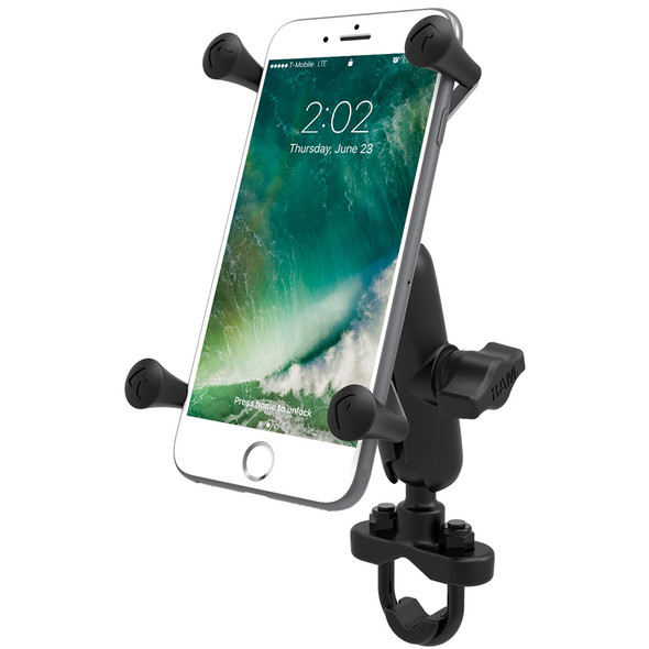 RAM Mount Handlebar Rail Mount w\/Zinc Coated U-Bolt Base  Universal X-Grip Large Phone\/Phablet Cradle [RAM-B-149Z-UN10U]