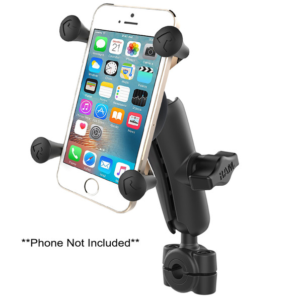 RAM Mount RAM Torque 3\/8" - 5\/8" Diameter Mini Rail Base with 1" Ball, Medium Arm and X-Grip for Phones [RAM-B-408-37-62-UN7U]