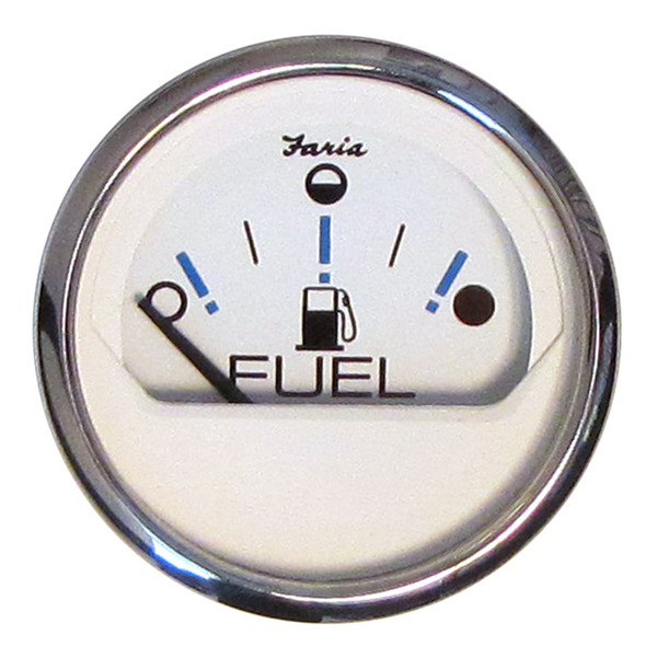 Faria Chesapeake White SS 2" Fuel Level Gauge - Metric (E-1\/2-F) [13818]