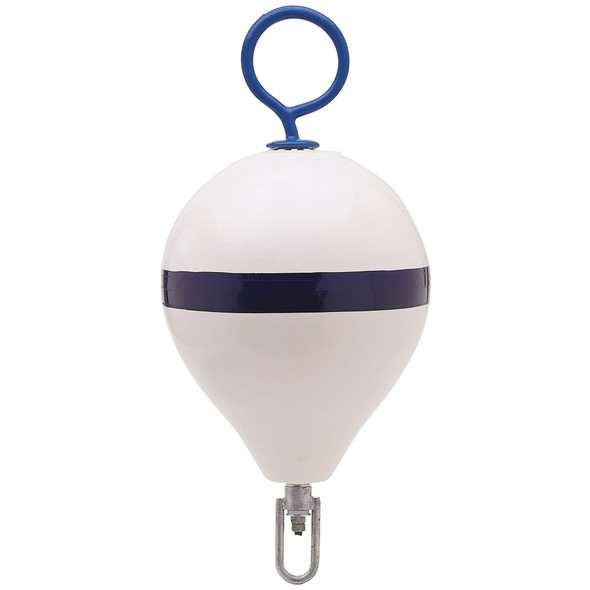 Polyform Mooring Buoy w\/Iron 13.5" Diameter - White Blue Stripe [CM-2 WH-STR]