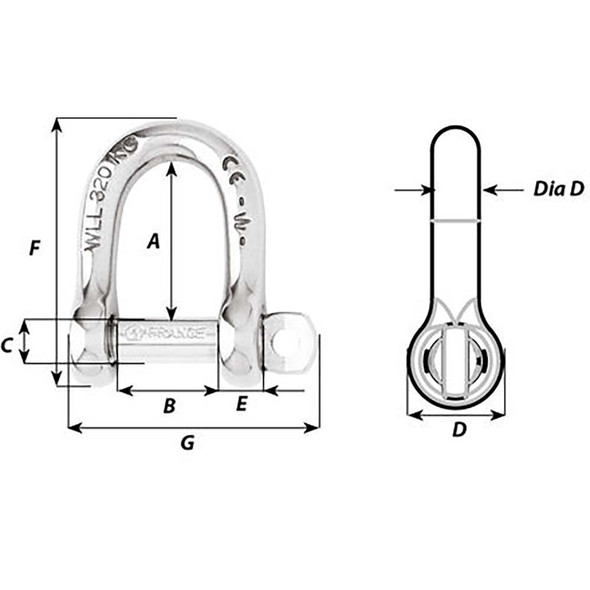 Wichard Self-Locking D Shackle - Diameter 8mm - 5\/16" [01204]