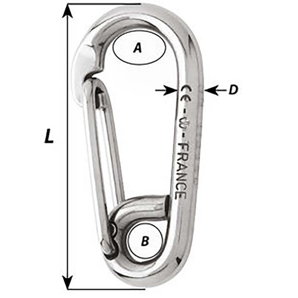 Wichard Symmetric Carbine Hook - Length 60mm - 1\/4" [02313]