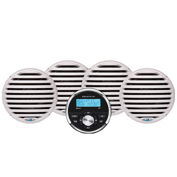 Aquatic AV Economy Gauge Stereo\/Speakers Kit - White [EG200]