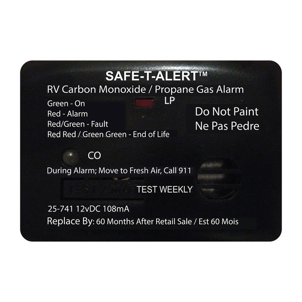 Safe-T-Alert 25 Series Surface Mount Dual Carbon Monoxide\/Propane Alarm - 12V Hardwire - Black [25-741-BL]